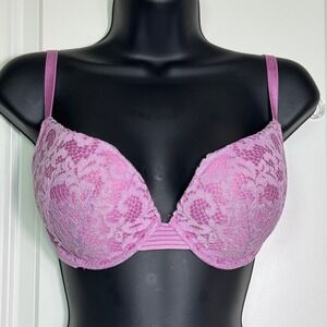 Victoria's Secret Very Sexy Push‎ Up Bra 32DD Lace Floral Purple